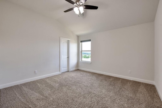 2521 Blended Tree Ranch Dr, Leander, TX 78641 - carpeted spare room with vaulted ceiling and a ceiling fan