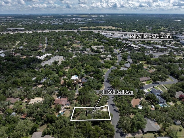 11508 Bell Ave, Austin, TX 78759 - aerial view of property and surrounding area featuring property boundaries highlighted