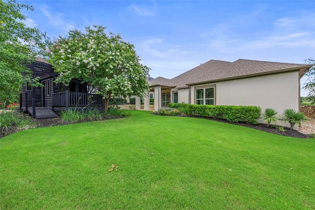 3937 Veneto Cir, Leander, TX 78641 - view of grassy yard with a deck
