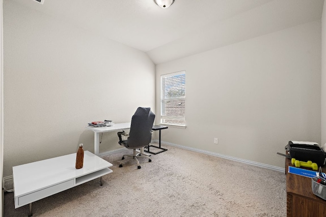 2433 Roaring River Trl, Leander, TX 78641 - carpeted office space featuring lofted ceiling and baseboards