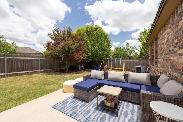 901 Water Hyacinth Loop, Leander, TX 78641 - fenced backyard with an outdoor hangout area and a patio area