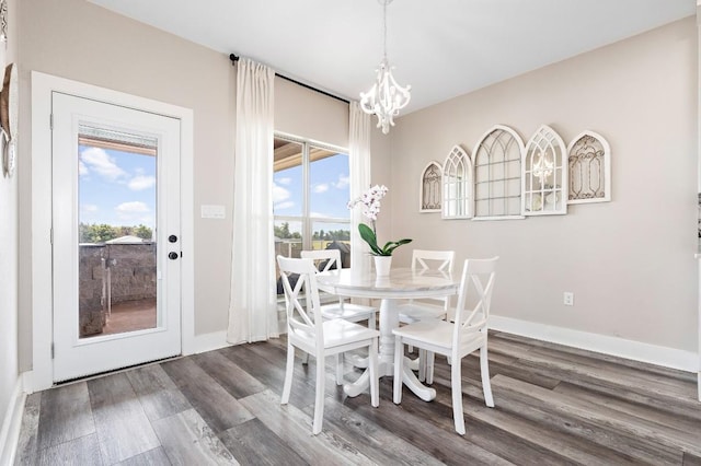 633 N Stovall Dr, Robinson, TX 76706 - dining room featuring a chandelier and dark wood finished floors