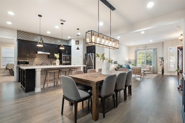 225 Escarpment Way, Cedar Park, TX 78613 - dining area featuring light wood-style floors and recessed lighting