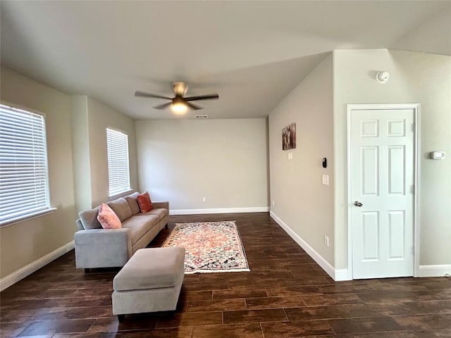 3805 E US-290 Hwy E, Paige, TX 78659 - living room with wood finished floors and ceiling fan