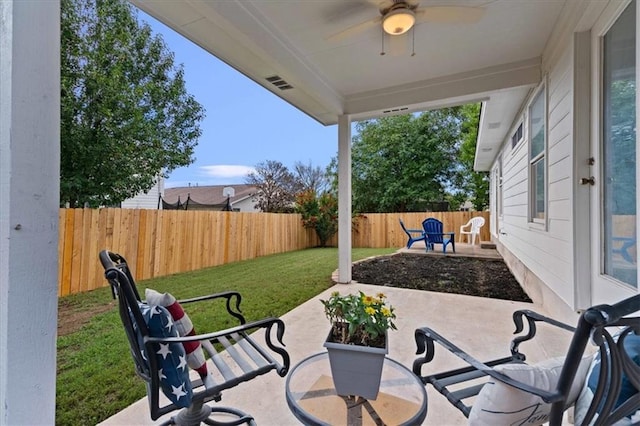 1804 Fairweather Way, Cedar Park, TX 78613 - fenced backyard featuring a patio and ceiling fan