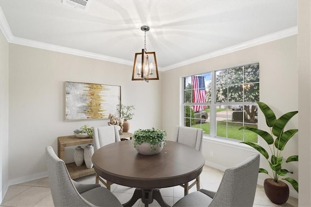1804 Fairweather Way, Cedar Park, TX 78613 - dining space featuring a chandelier, ornamental molding, and light tile patterned floors