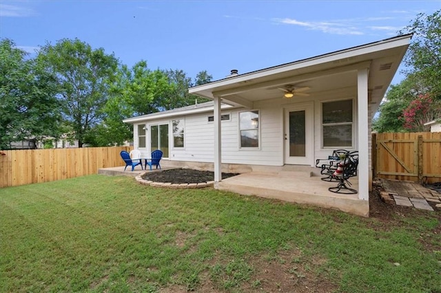1804 Fairweather Way, Cedar Park, TX 78613 - rear view of house featuring a patio, ceiling fan, and a fenced backyard
