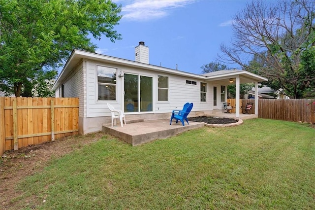 1804 Fairweather Way, Cedar Park, TX 78613 - back of house with a patio area, a chimney, and a fenced backyard