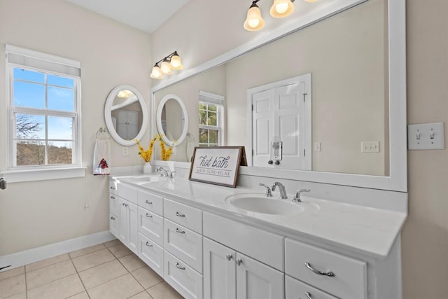 1295 Berry L Ln, Georgetown, TX 78626 - bathroom with double vanity and tile patterned floors