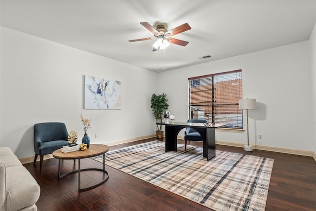 7608 Journeyville Dr, Austin, TX 78735 - office featuring wood finished floors and a ceiling fan
