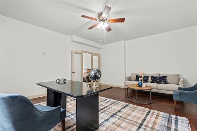 7608 Journeyville Dr, Austin, TX 78735 - office space featuring ceiling fan and wood finished floors