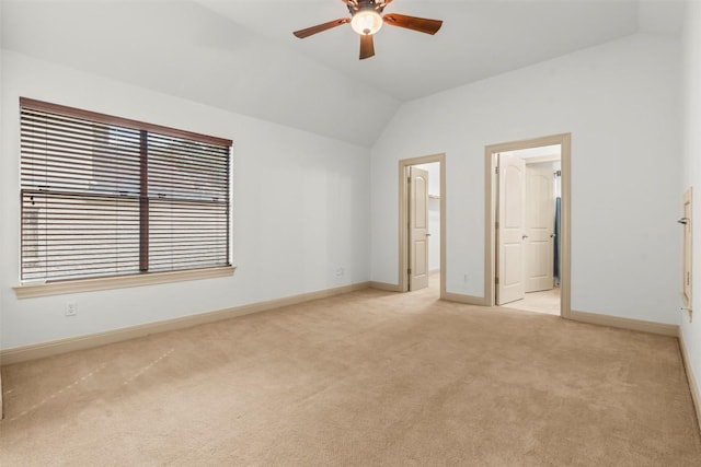 7608 Journeyville Dr, Austin, TX 78735 - unfurnished bedroom featuring lofted ceiling, light carpet, multiple windows, and ensuite bath