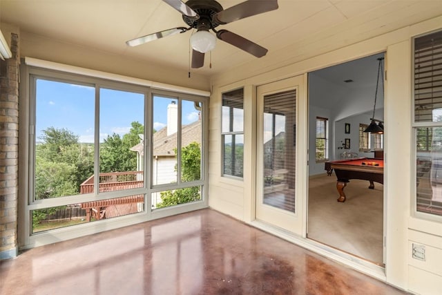 7608 Journeyville Dr, Austin, TX 78735 - unfurnished sunroom with pool table and concrete flooring