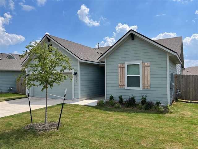 303 Watercourse Way, Bastrop, TX 78602 - ranch-style house with an attached garage, driveway, and a shingled roof
