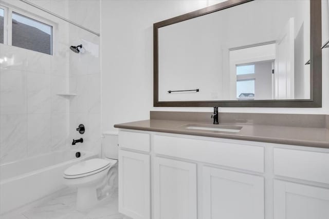 8609 San Giano Cv, Round Rock, TX 78665 - full bath with vanity, marble look tile flooring, and shower / bathtub combination