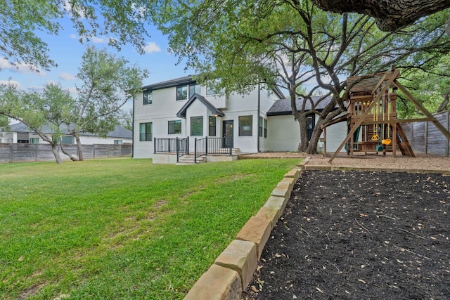 9402 Caracas Dr, Austin, TX 78733 - back of house featuring a playground