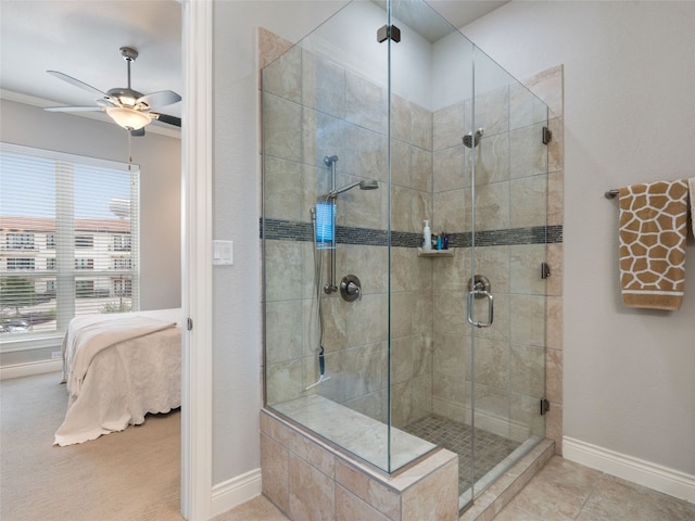 106 Bella Toscana Ave Unit 3204, Lakeway, TX 78734 - ensuite bathroom with a stall shower and a ceiling fan