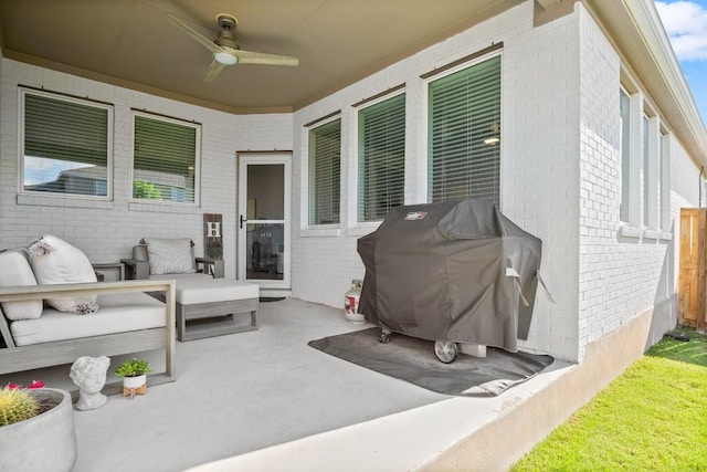 2705 Grizzly Way, Leander, TX 78641 - view of patio with grilling area, a ceiling fan, and an outdoor living space