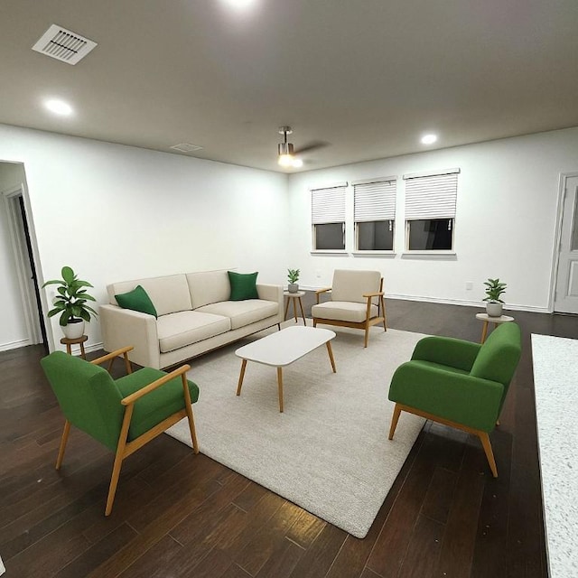 7634 Leonardo Dr, Round Rock, TX 78665 - living room with dark wood-style floors and recessed lighting