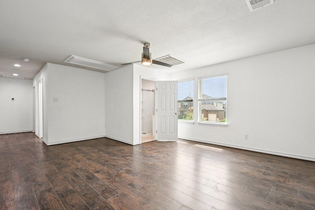 7634 Leonardo Dr, Round Rock, TX 78665 - unfurnished room featuring attic access, wood finished floors, ceiling fan, a textured ceiling, and recessed lighting