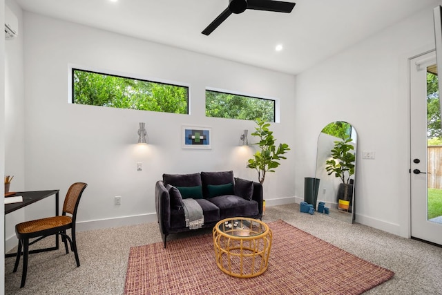 1911 Piedmont Ave, Austin, TX 78757 - carpeted living room featuring plenty of natural light, a ceiling fan, and recessed lighting