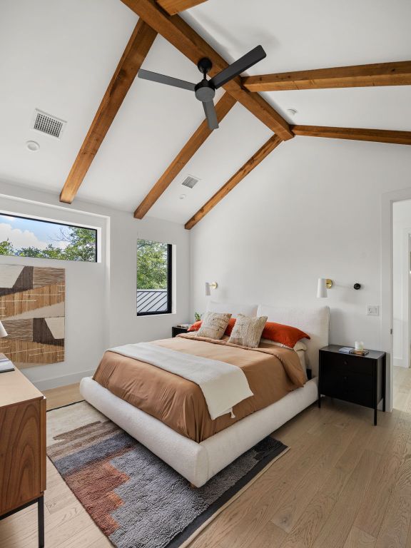 1911 Piedmont Ave, Austin, TX 78757 - bedroom featuring light wood-style floors and a ceiling fan