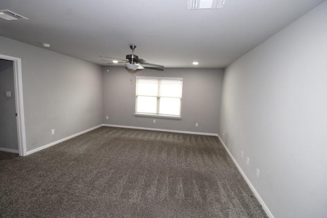 861 Stockdale Rd, Copperas Cove, TX 76522 - empty room with dark colored carpet, a ceiling fan, and recessed lighting