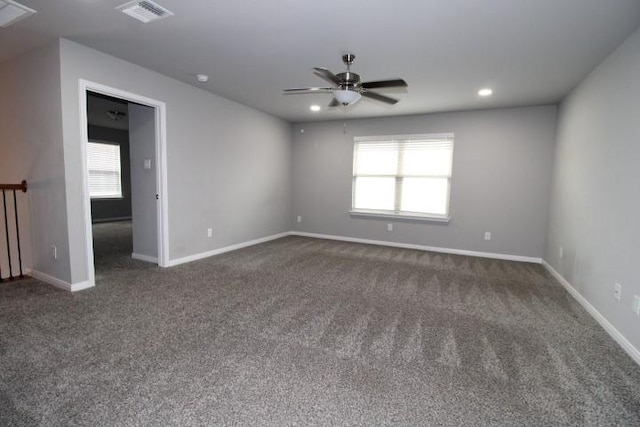 861 Stockdale Rd, Copperas Cove, TX 76522 - spare room featuring ceiling fan, dark carpet, and recessed lighting