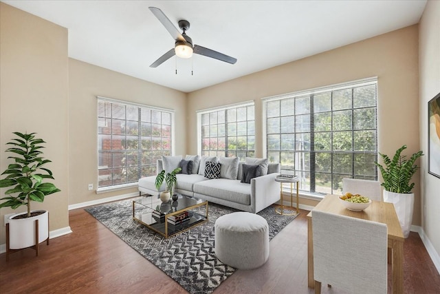 712 W 21st St Unit 202, Austin, TX 78705 - living area with ceiling fan and wood finished floors