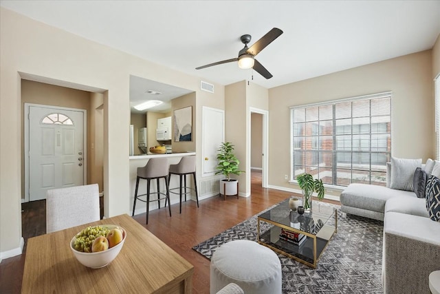 712 W 21st St Unit 202, Austin, TX 78705 - living area featuring wood finished floors and ceiling fan