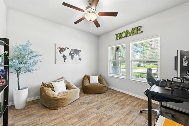 5512 Baythorne Dr, Austin, TX 78747 - home office with wood finished floors and ceiling fan
