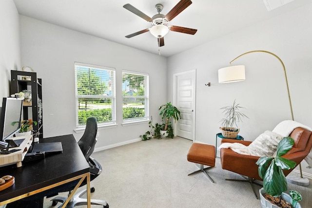 5512 Baythorne Dr, Austin, TX 78747 - carpeted office space with a ceiling fan and baseboards