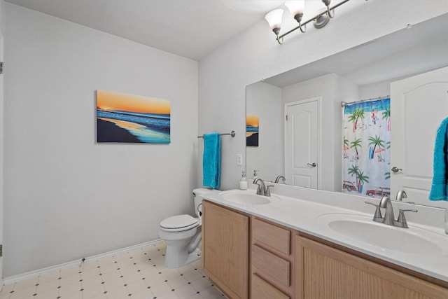 2010 Hawksbury Way, Cedar Park, TX 78613 - bathroom featuring tile patterned floors, double vanity, and a shower with curtain