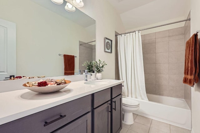 1505 Sibley Way, Leander, TX 78641 - bathroom with tile patterned flooring, double vanity, and shower / bath combination with curtain