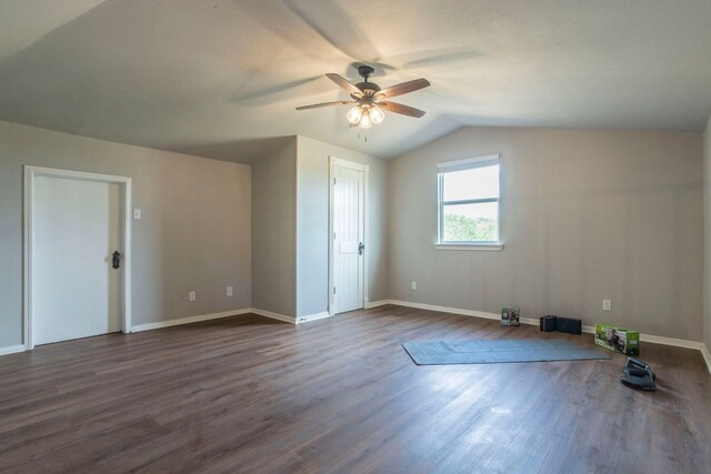 14596 Touchstone Rd Unit 3, Atascosa, TX 78002 - bonus room with a ceiling fan, dark wood-style flooring, and vaulted ceiling