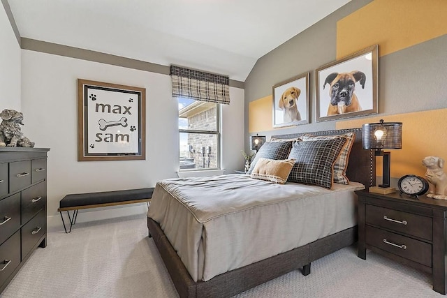 113 Charro Ct, Georgetown, TX 78633 - bedroom featuring light colored carpet and lofted ceiling