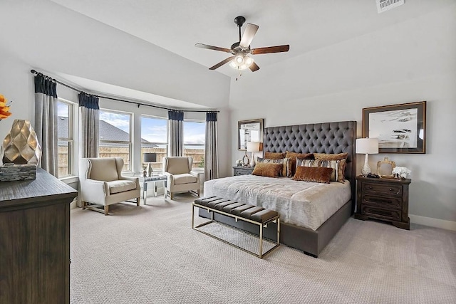 113 Charro Ct, Georgetown, TX 78633 - carpeted bedroom featuring ceiling fan and vaulted ceiling