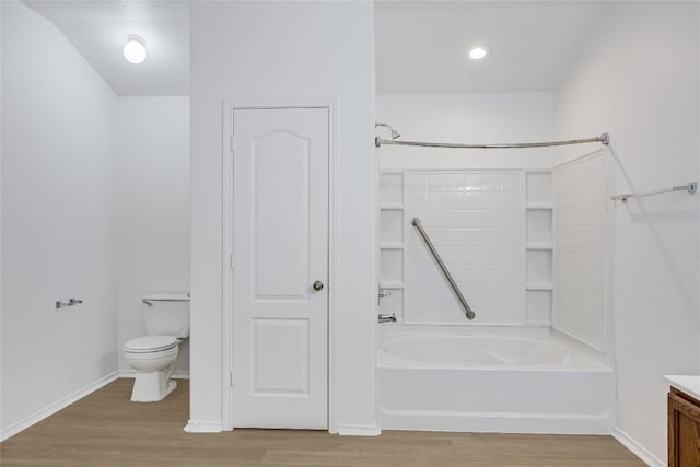 19700 San Chisolm Dr, Round Rock, TX 78664 - bathroom featuring wood finished floors, bathing tub / shower combination, and vanity