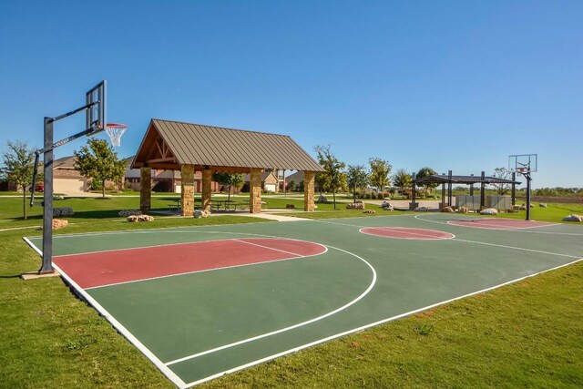 19113 Melwas Way, Pflugerville, TX 78660 - view of basketball court with a gazebo, community basketball court, and a lawn
