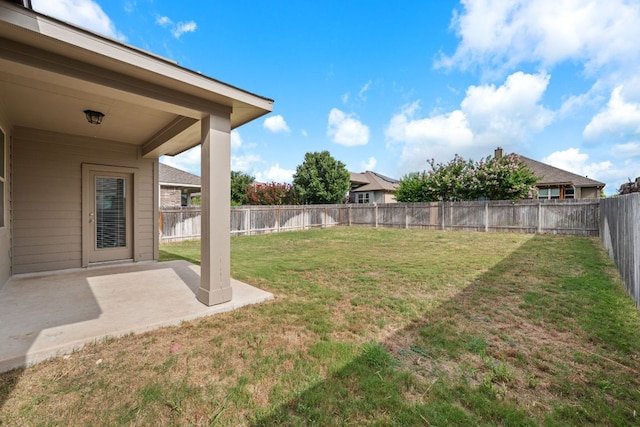 205 Falkland St, Hutto, TX 78634 - fenced backyard with a patio area