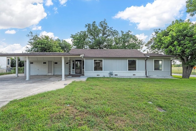 1524 E E Ave B, Temple, TX 76501 - ranch-style house with a garage, concrete driveway, and a front yard
