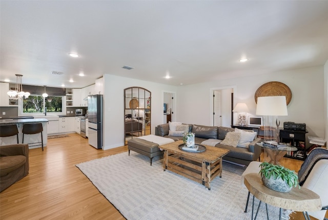 112 Louisiana Ave, New Braunfels, TX 78130 - living area featuring light wood-style floors and recessed lighting