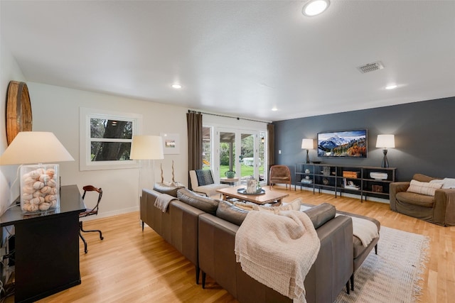 112 Louisiana Ave, New Braunfels, TX 78130 - living area featuring wood finished floors and recessed lighting