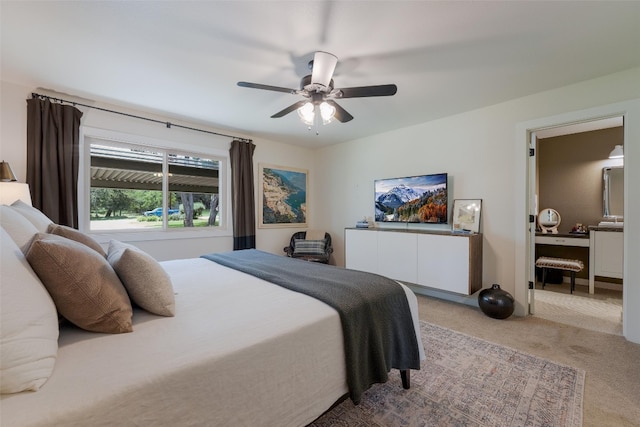 112 Louisiana Ave, New Braunfels, TX 78130 - bedroom featuring light carpet and ceiling fan