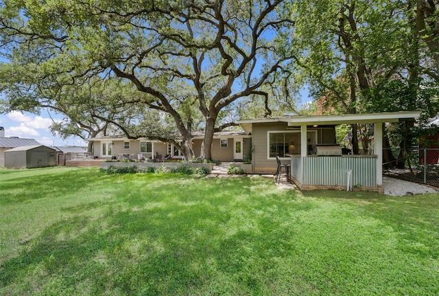 112 Louisiana Ave, New Braunfels, TX 78130 - view of yard with a storage shed and a patio area