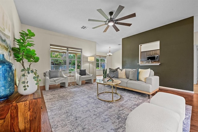3305 Blue Ridge Dr, Round Rock, TX 78681 - living room featuring wood finished floors and ceiling fan