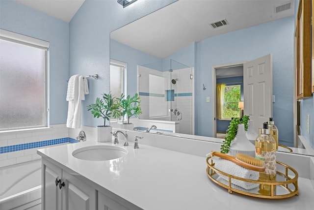 3305 Blue Ridge Dr, Round Rock, TX 78681 - full bathroom with a shower stall, vanity, and a bath