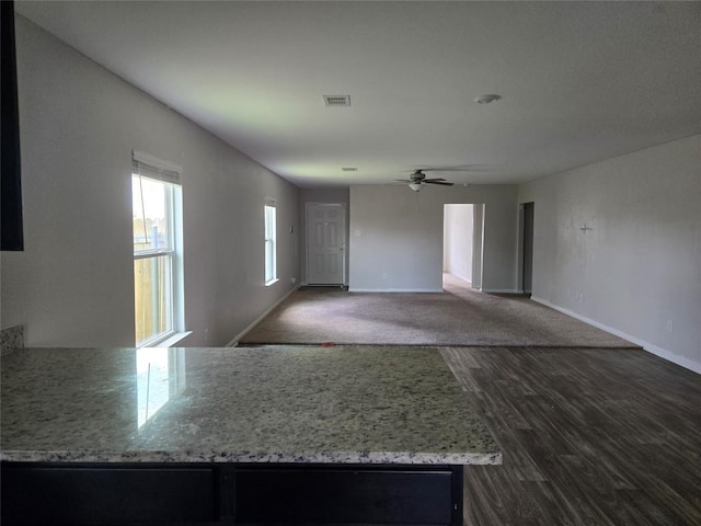 16416 Farmhouse Ln, Elgin, TX 78621 - empty room with a ceiling fan and dark wood-style floors