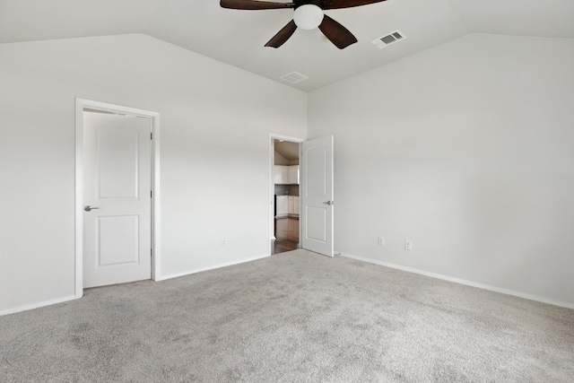337 Spiny Lizard Ln, San Marcos, TX 78666 - unfurnished bedroom with lofted ceiling, carpet floors, and ceiling fan