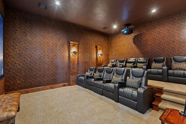 1216 Travis Bluff Way, Spicewood, TX 78669 - home theater with carpet floors and recessed lighting